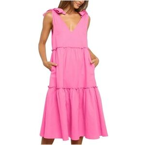 Petal & Pup Pink Tiered Midi Sundress